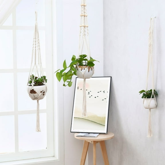 Set of 5 white Macramé Plant Hangers