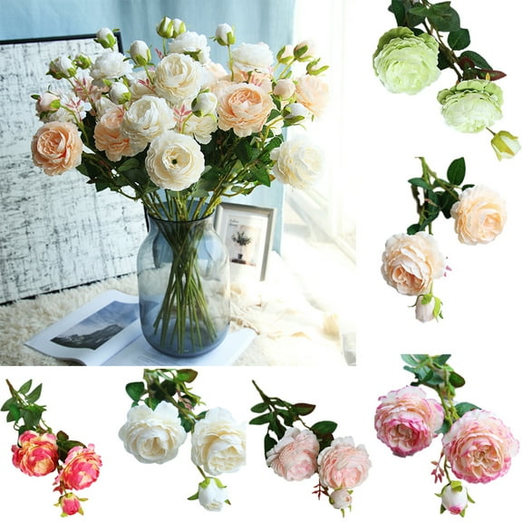 SPRING PARK Artificial Rose Flowers Peony Fake Flower Cloth Flowers Rose for Home Bridal Wedding Party Festival Decor