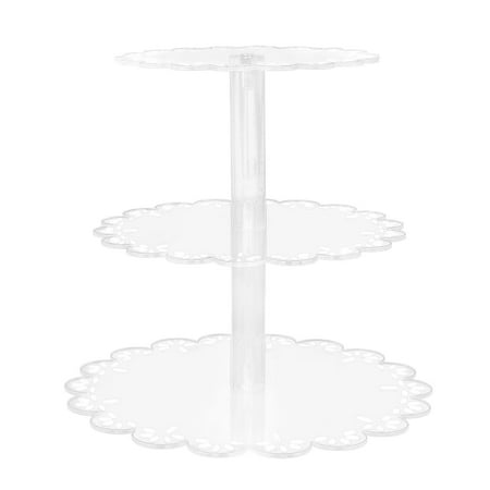 

Round Acrylic Cupcake Stand 3 4 Layers Optional Reusable Easy to Operate Pattern Rack Holder Dessert Tray for Wedding Party Birthday 3 Ties