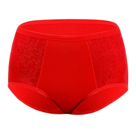 GHSOHS Womens Underwear Brief Seamless High Waisted Underwear Womens Underwear Packs Women s Breathable Lace Elastic Panties Mid Waist Sports Sports Briefs Cotton Crotch Seamless Underwear Red B L