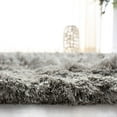 thumbnail image 5 of SAFAVIEH Ocean Trellis Solid Plush Polyester Shag Runner Rug, Light Grey, 2' x 6', 5 of 9