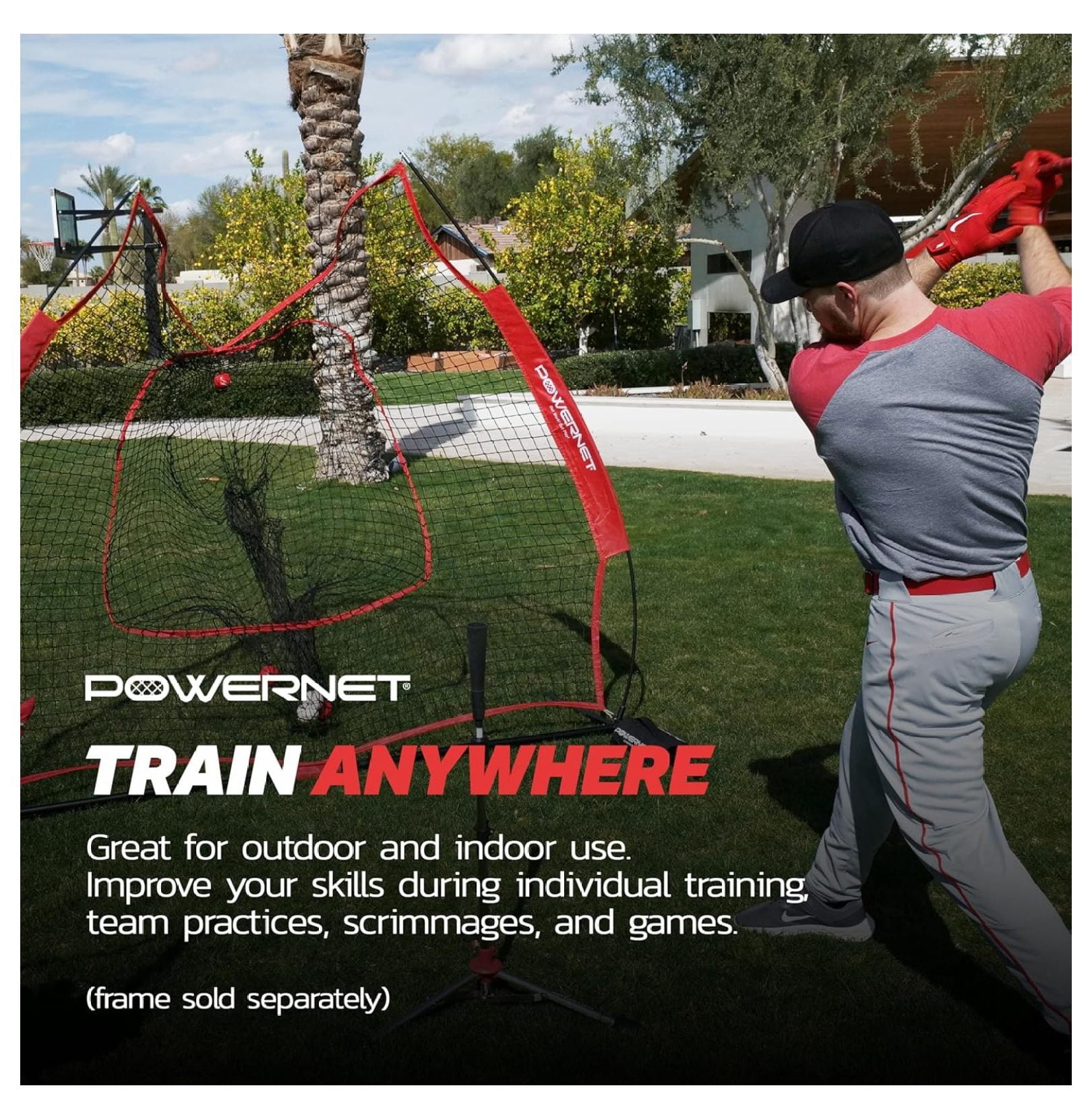 7x7 FT Baseball & Softball Net Replacement Parts, Replace 7x7 FT Frame, Net Only or Carry Bag, Metal Frame and Fiberglass Poles, Durable Nets & Bags Available in Team Colors