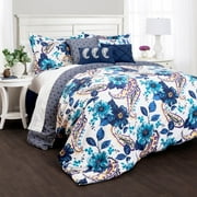 Floral Paisley Comforters Blue 7Piece Set