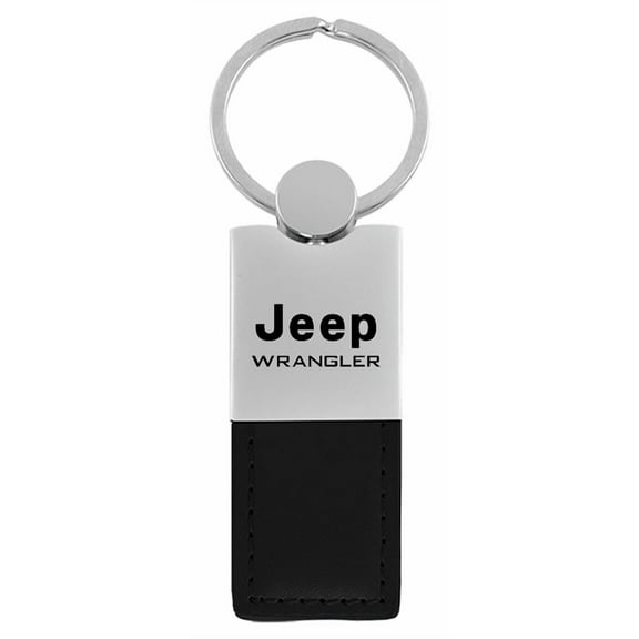 Jeep Wrangler Duo Rectangular Leather Key Chain (Black)