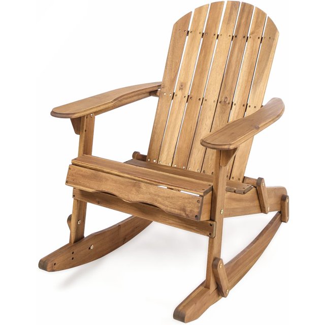 Noble House Malibu Acacia Wood Adirondack Rocking Chair in Natural Stained