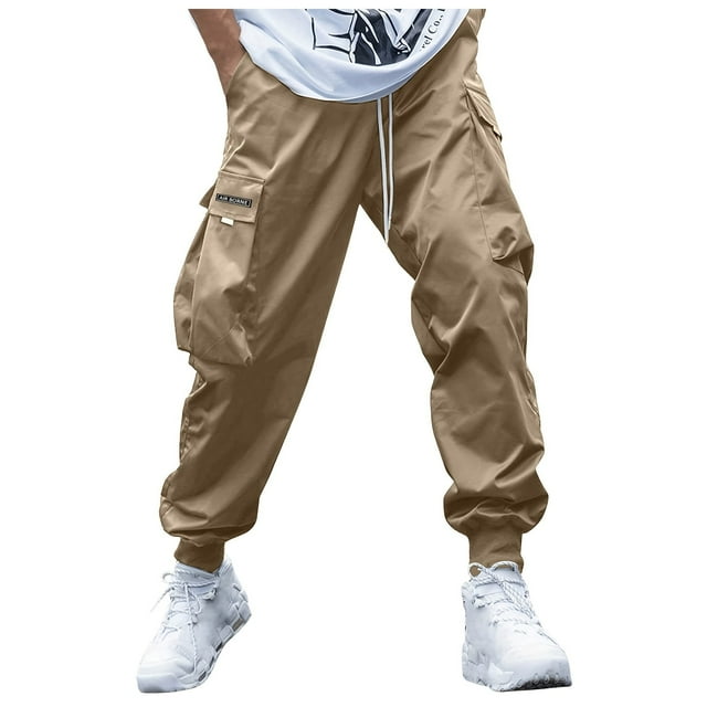 Pantalones jogger con cintura elástica para hombre - Pantalones deportivos con cordón, múltiples bolsillos, algodón, S-XXXL, actividades al aire libre