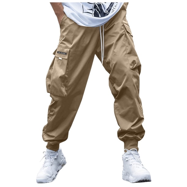 Pantalones jogger con cintura elástica para hombre - Pantalones deportivos con cordón, múltiples bolsillos, algodón, S-XXXL, actividades al aire libre