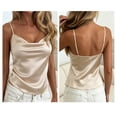 thumbnail image 5 of Wensltd Women's Satin Camisole Spaghetti Strap Cowl Neck Sleeveless Tank Tops Blouse Lightweight, 5 of 5