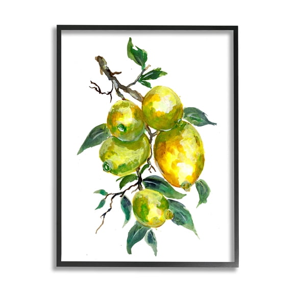Lemon Citrus Fruit Tree Food & Beverage Graphic Art Black Framed Art Print Wall Art