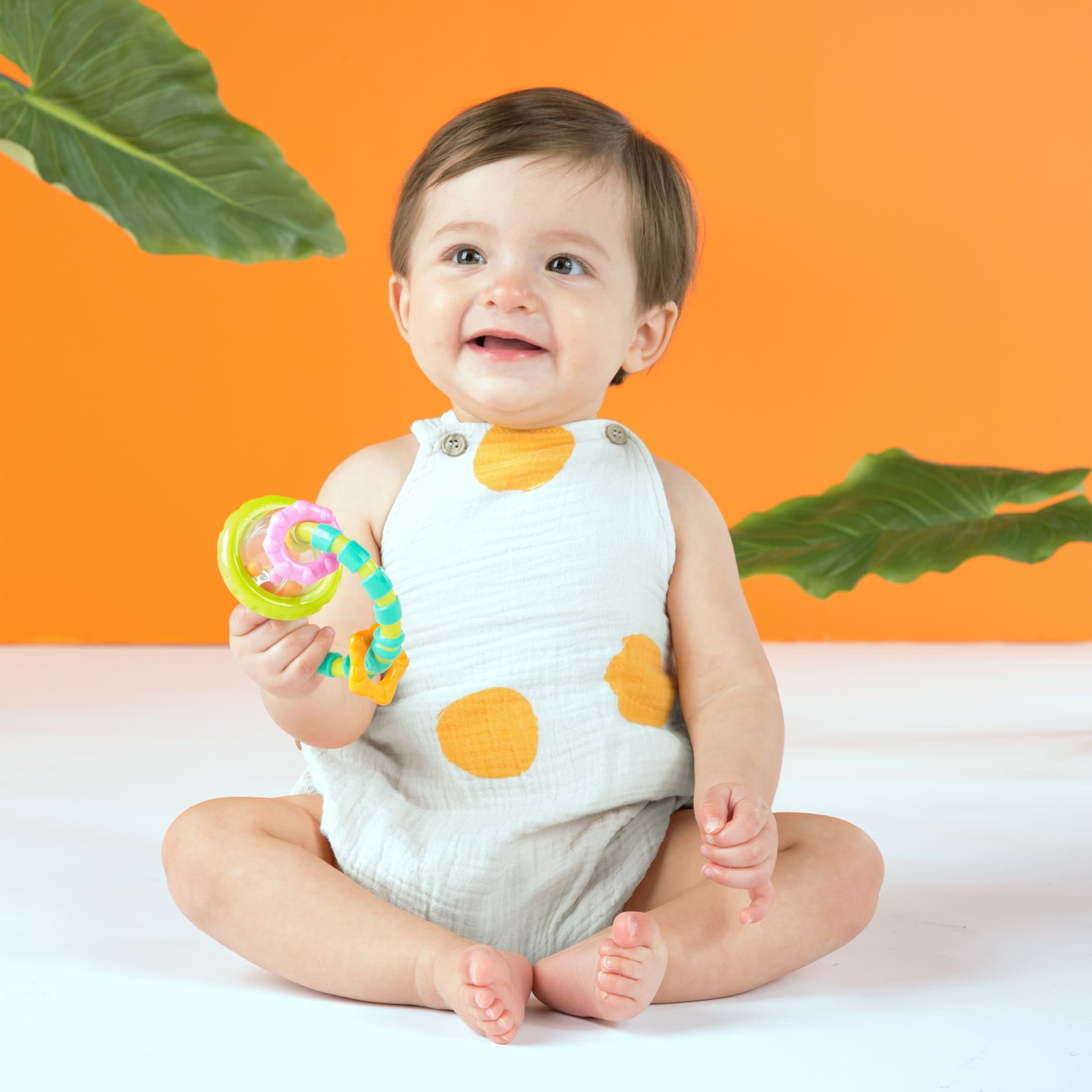 Bright Starts Grab and Spin Baby Rattle and BPA Free Teether Toy
