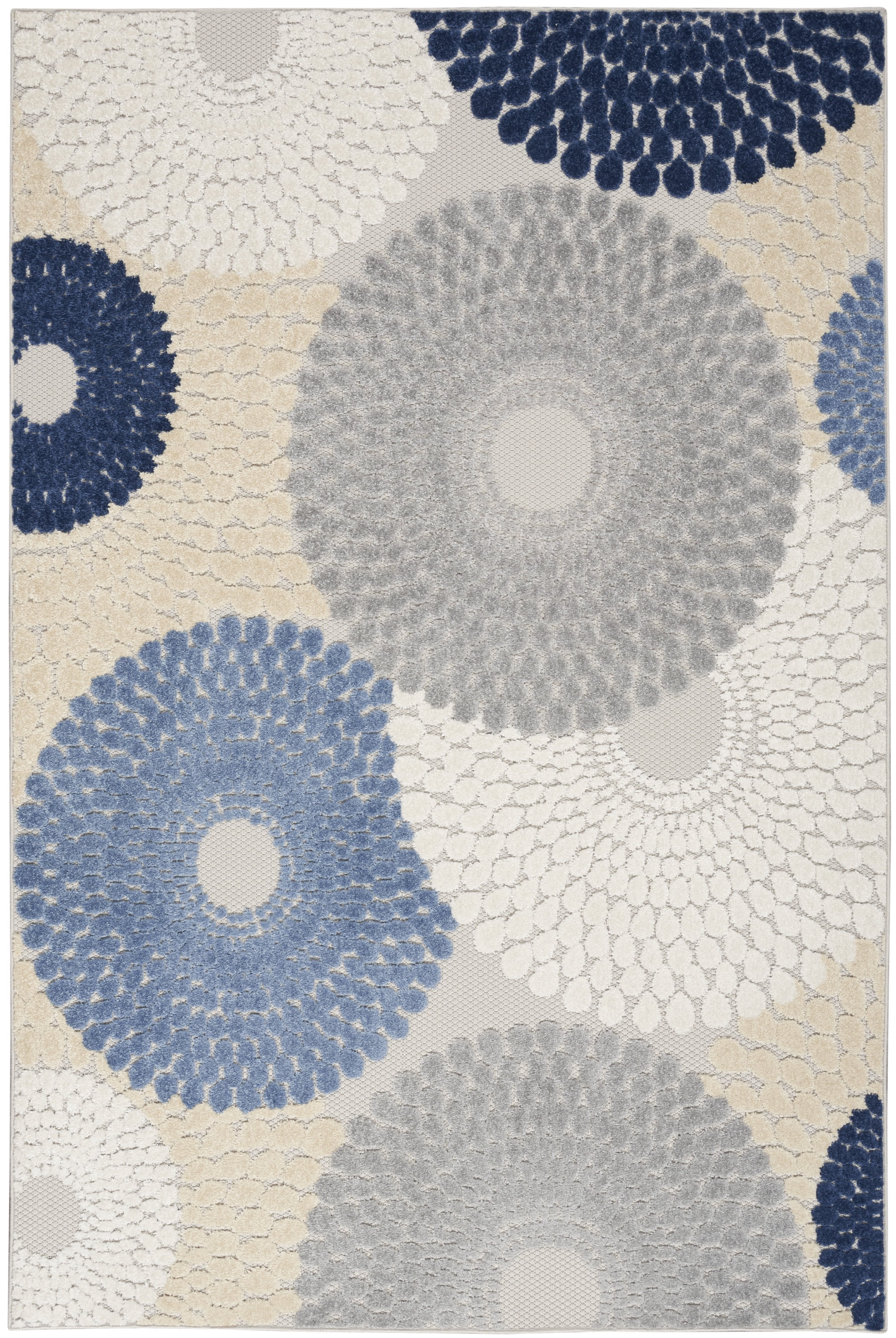 Nourison Aloha Indoor/Outdoor Blue/Grey 6' x 9' Area Rug, (6x9)