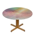 thumbnail image 3 of BCIIG Rainbow Clouds Sun Beams Round Table Cover Stain Resistant Washable Indoor Outdoor Tablecloth Kitchen Dining Wedding Parties 100% Polyester Fiber 46-50, 3 of 8