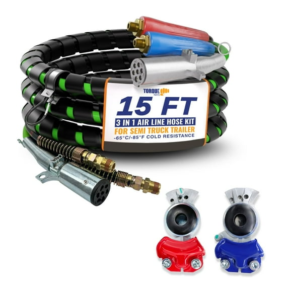 3in1 15ft ABS & Air Line Hose Wrap 7 Way Electrical Cable Handle Grip Gladhands