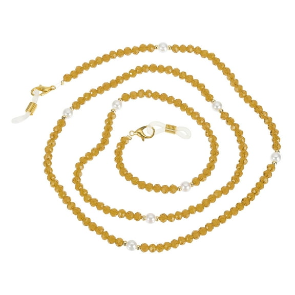 Uxcell 1 Pcs Crystal Beaded Glasses Lanyard, Adjustable Eyeglasses Holder Strap Glasses Chains Around Neck for Women Girls Sunglasses, Amber