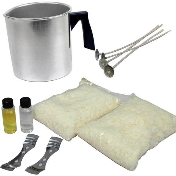 Soy Candle Making Kit & Supplies: Complete DIY Set with 2 LB Soy Wax, Vanilla & Lavender Scents, Wicks   Holders & Pitcher