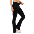 thumbnail image 4 of Yoga Leggings with Front Slit and Pockets High Waist Tummy Control Buttery Soft Comfy Stretchy Workout Pants Black Medium, 4 of 4