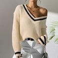thumbnail image 6 of AherBiu Oversized Sweaters for Women Long Sleeve V Neck Knitwear Pullover Tops Fall Casual Loose Sweater, 6 of 6