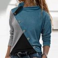 thumbnail image 2 of Moda mujer casual manga larga o-cuello patchwork señoras tops sudaderas Fridja  fhghd985, 2 of 5