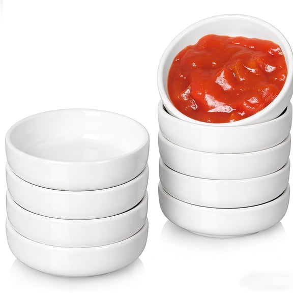 9 PACK Dipping Bowls Set, Ceramic Dipping Sauce Dishes, 3.5 Oz Soy Sauce Dish, Side Dish Bowls, Small Bowl/Dish for BBQ, Condiments, Appetizer, Dessert, Sushi, Party - White