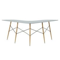 Teamson Home Roberto L-Shaped Corner Desk with Wood and Metal Details, Light Gray