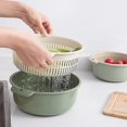 thumbnail image 4 of Double Layer Drain Basket Plastic Kitchen Strainer Colander Bowl Fruit Vegetable Washing, 4 of 5