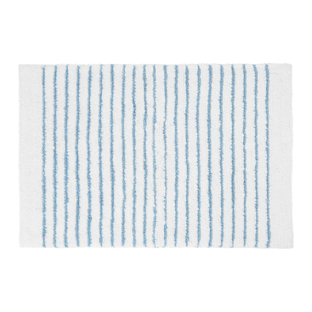 Gap Home Easy Stripe Reversible Cotton Bath Rug White/Blue 20"x30