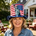 thumbnail image 5 of BiFandian 4th of July American Flag Tall Top Hat, Patriotic Red White Blue Star Stripe Party Hats, Wide Brim Star Printed Tall Cylinder Hat for Independence Day Memorial Day Decor, 5 of 7