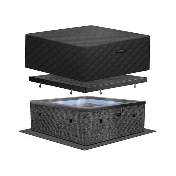 Wave Garda 6-Person Square Eco Foam Hot Tub, EnergySave Bundle | 90-Jet Spa | Flint Gray