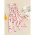 thumbnail image 4 of Musuos Kid Girl Summer Casual Jumpsuit 6M 12M 18M 24M 3Y 4Y Floral Print Sleeveless Wide Leg Romper Pants Toddler Cute Clothes, 4 of 10