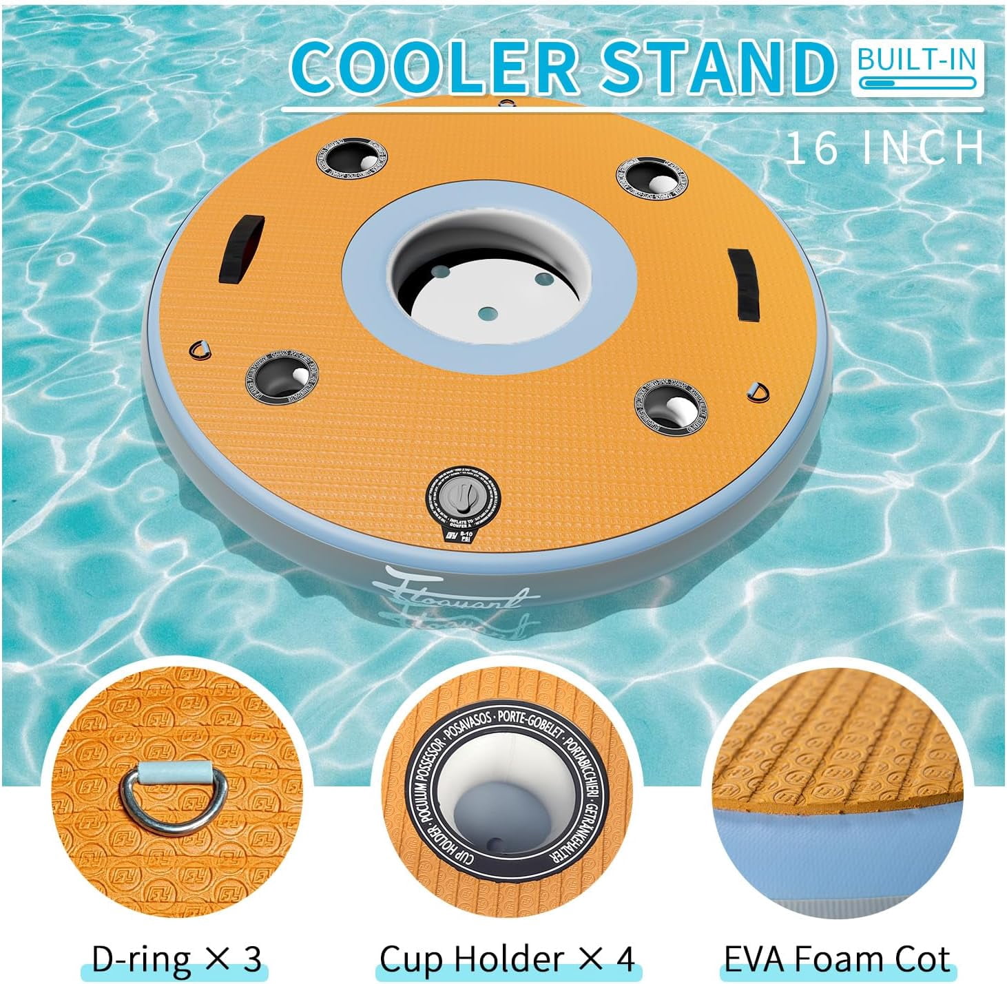 Pipopa Inflatable Floating Bar,Portable Floating Party Raft,Water Drink Bar with Ice Bucket Space,Drink Floats for Lakes,Pools,Boats,Round