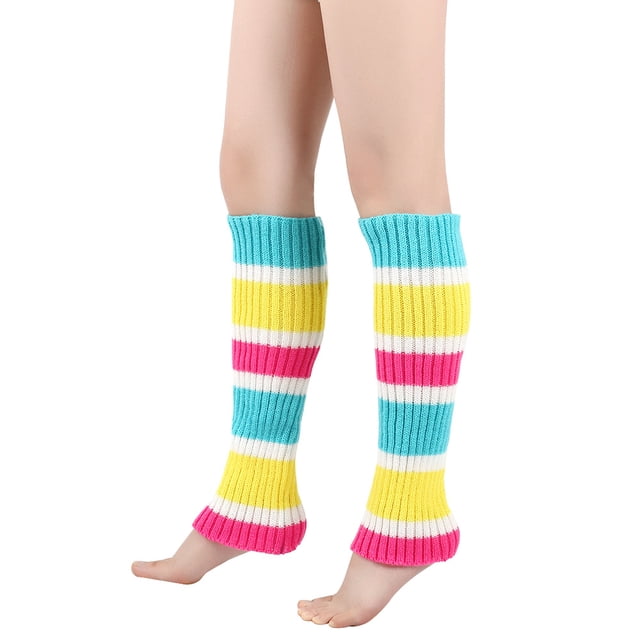 Nvzi Calentadores de piernas para mujer, calentadores de piernas tejidos con puños elásticos antideslizantes, moda Y2K para fiestas, deportes, yoga, ballet, danza, color A