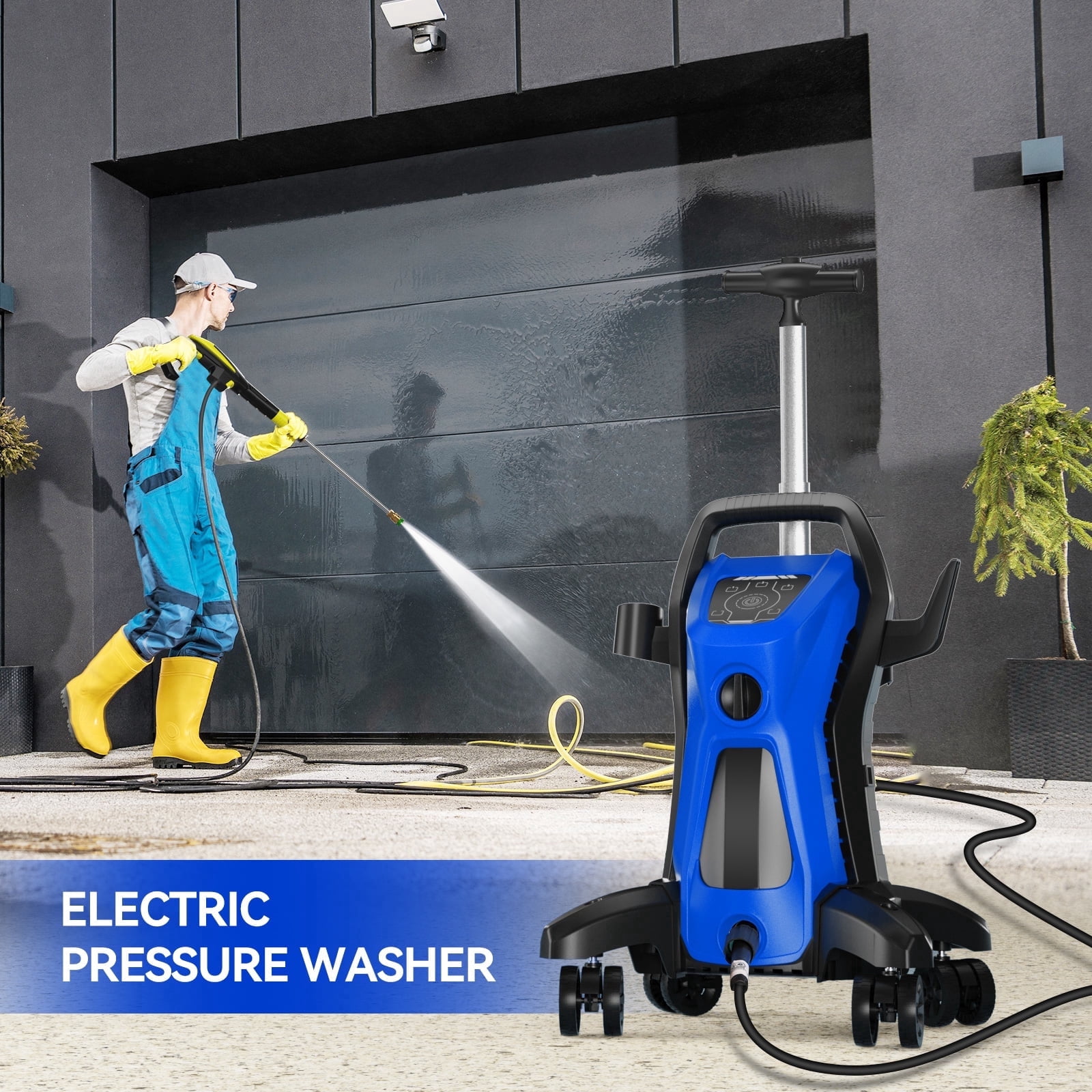Pressure Washer 4500PSI-Max 3.2GPM Power Washer Touch Screen Adjustable Pressure,4 Nozzles and 500ml Foam Cannon Power Washer Cleaning for Car, Home, Driveway, Yard, Outdoor, Gutter, Pool
