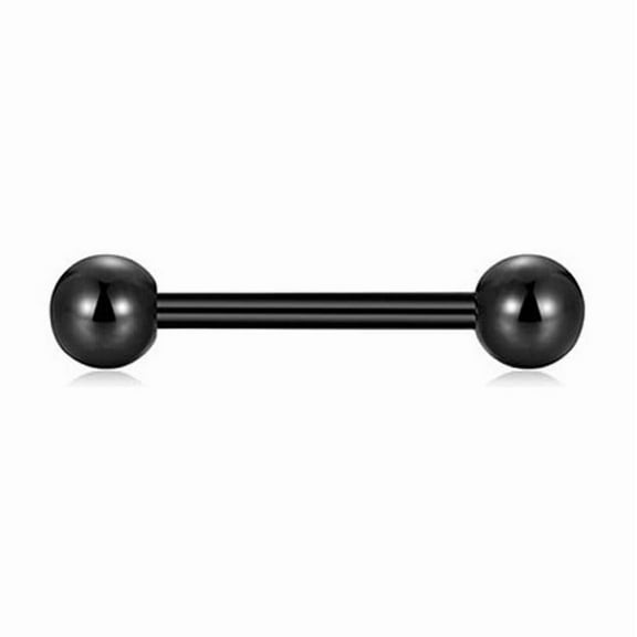 XmhyTop-A 2Pcs Barbells Piercing Jewelry Black Tongue Rings, Bridge Piercing Straight Barbells, Size 0.16*1.9*0.5cm, Safe for Daily Wear