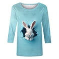 thumbnail image 5 of Alun Easter Graphic Print Casual Loose Fit 3/4 Sleeve T Shirts Womens Soft Breathable Round Neck Top for Happy Easter Celebration Plus Size Soft Comfort Spring Tees 17-Light Blue XXL, 5 of 5
