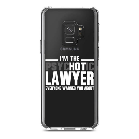 DistinctInk Clear Shockproof Hybrid Case for Samsung Galaxy S9 (5.8" Screen) - TPU Bumper Acrylic Back Tempered Glass Screen Protector - PsycHOTic Lawyer Everyone Warned You