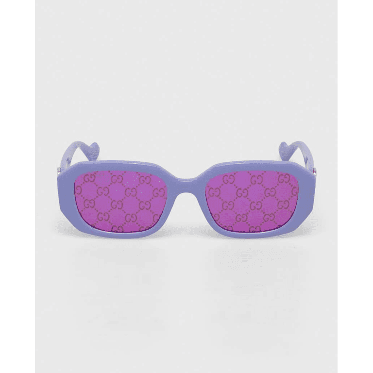 Gucci GG1535S 004 Sunglasses Lilac Rectangle Frame, Pink GG Pattern Lenses GUCCI GG1535S 004 Lilac/Pink GG Pattern 55-18-140 Sunglasses  main image 2