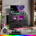 thumbnail image 5 of Laintene TV Stand Dresser for 60" TV, Long Dressers for Bedroom with LED and Power Outlet, Fabric Chest TV Stands for Living Room, Black, 5 of 8