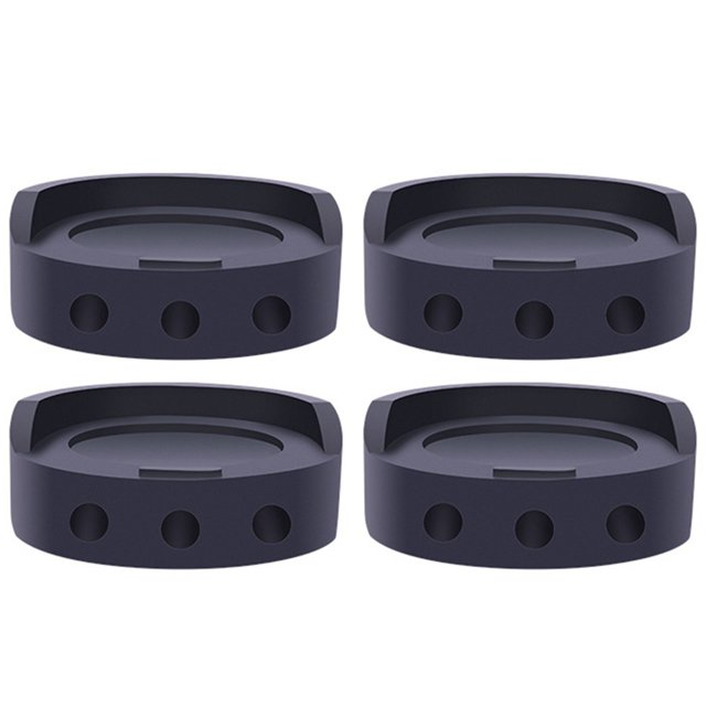 Coofit 4 Pcs Coussinet Anti-vibration Antidérapant Anti-Marche pour Laveuse et Sécheuse. Ensemble de Quatre Coussins Noirs en Fibre de Résine Plastique durable et TPU, Chacun Mesurant 7,2 cm de Diamètre et 2,6 cm de Hauteur. Conçu pour Réduire les Vibrations, le Bruit et le Glissement pour Laveuses, Sécheuses et Réfrigérateurs. Comprend un Trou de Drainage et un Réglage Empilable de la Hauteur. Convient pour Protéger les Planchers contre les Égratignures et les Éraflures Lorsqu'Utilisé avec des Meubles comme des Chaises et des Bureaux