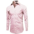 thumbnail image 2 of Omega Italy Men's Long Sleeve Dress Shirt Solid Color Regular Fit 25 Colors, 2 of 5