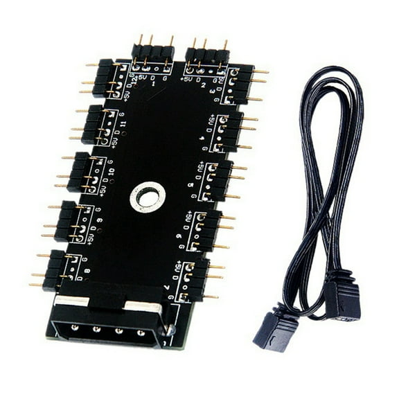 Motherboard 1 to 11 5V 3 Pin PWM Cooler Fan HUB Splitter Extension Adapter PC ARGB Cooling Fan HUB 4PIN IDE Power Supply