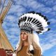 thumbnail image 5 of Tocado de plumas indio, disfraz, tocado indio para mascaradas, cosplay Blanco Negro, 5 of 6