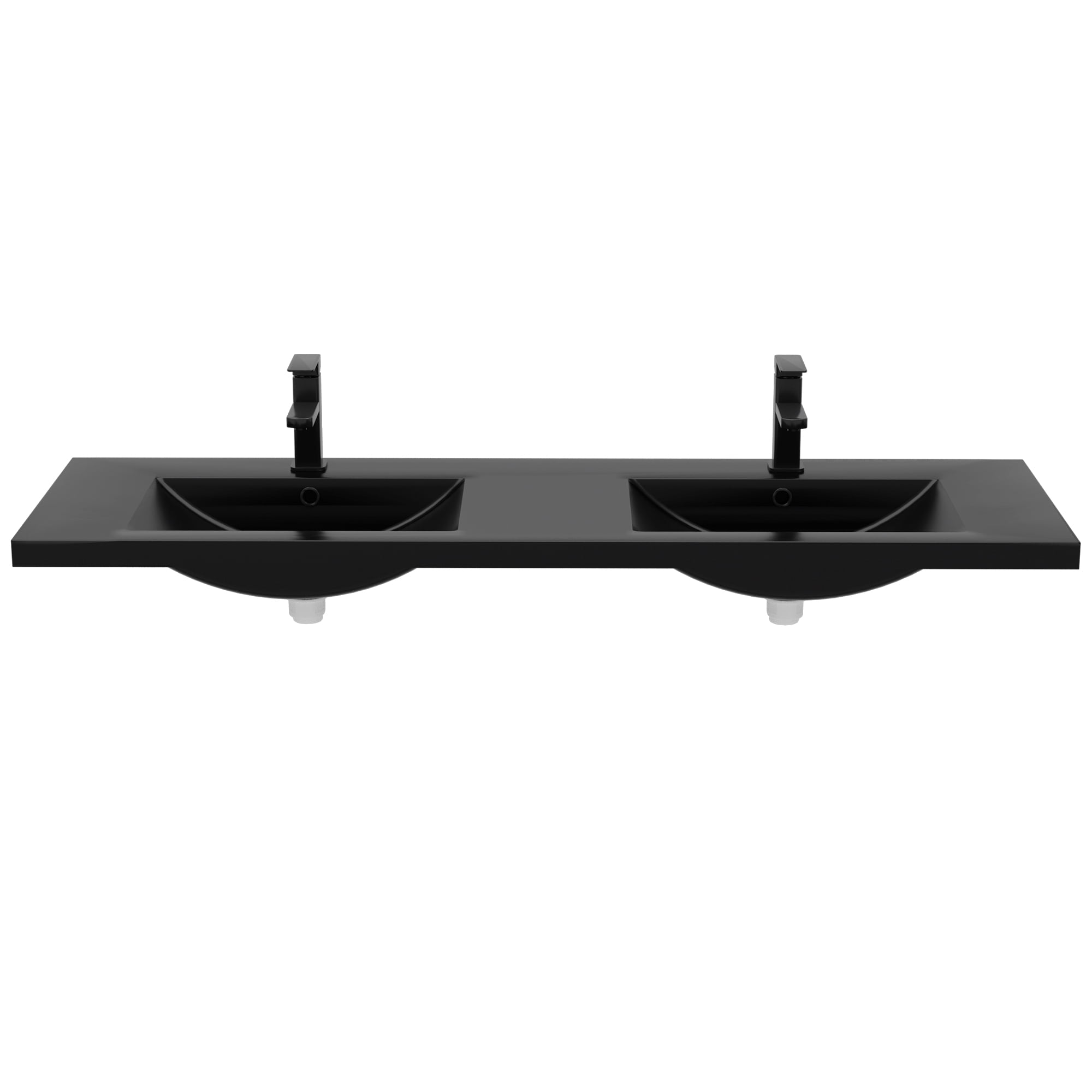 Eclife 60 Black Resin Integrated Double Bathroom Sink, Water Saving, Stain Resistant