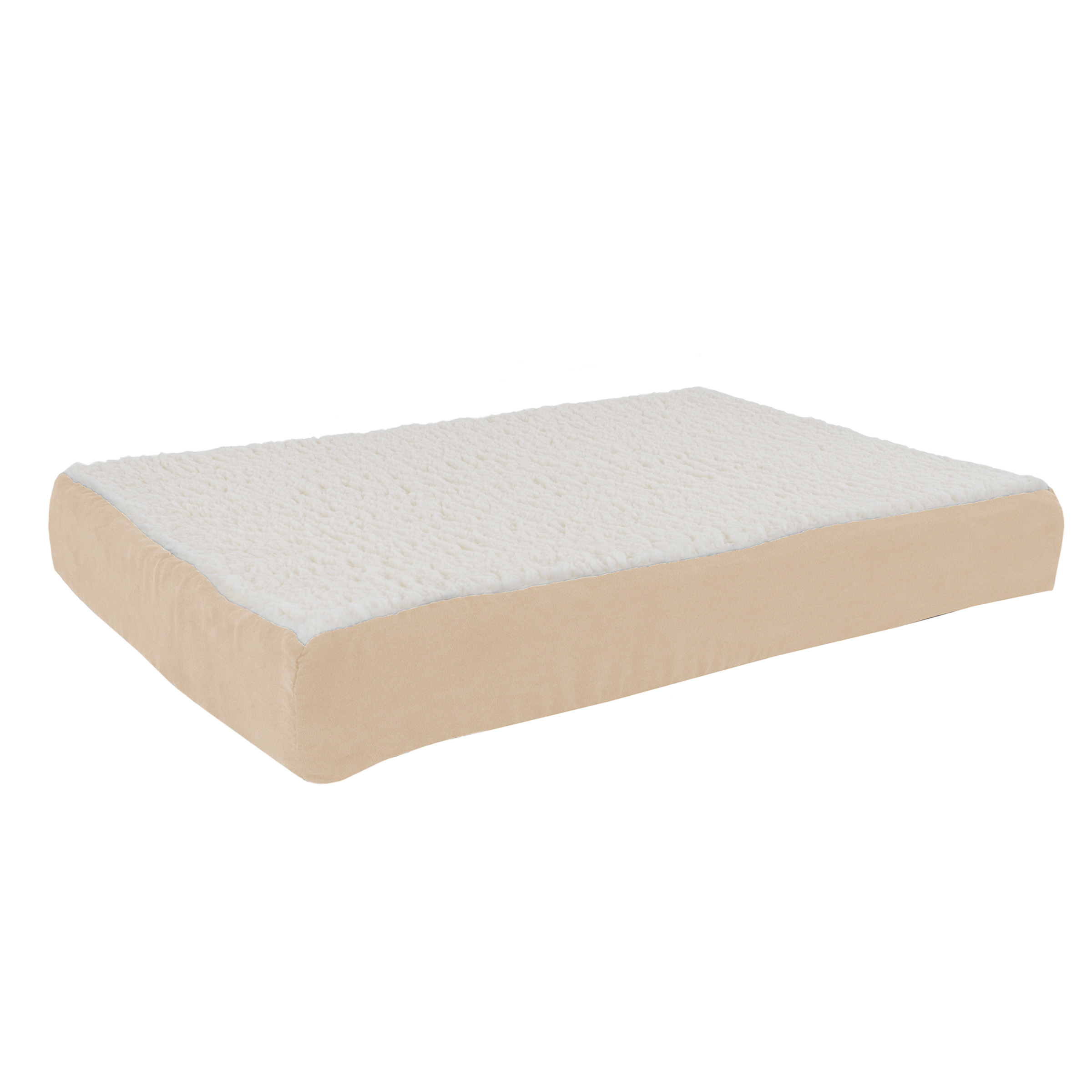 PETMAKER 30x20.5 Orthopedic Dog Bed with Memory Foam and Sherpa Cover, Tan