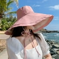 thumbnail image 2 of WEIYLL Chapeau de Soleil pour Femmes Grand Bord Doux Réversible Respirant Visières Décontractées Roses, 2 of 3
