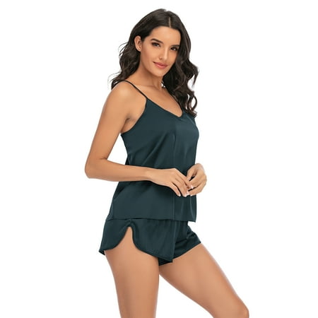 

Mascarry Comfortable Silk Satin Pyjama Sleepwear Solid Soft Nightwear Loungewear Homewear Set
