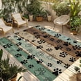 thumbnail image 2 of Outdoor Rug 6x9 ft Dog Claw Paw Print Waterproof Outdoor Patio Rug Mat Non Slip Outside Area Rugs Carpet for RV,Camping,Porch,Deck,Pool,Balconybackyard,Pet Green Brown Farmhouses Wood, 2 of 9