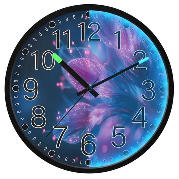 Ryvnso Shiny Flower Leaf 12 Inch Night Light Wall Clock Silent Battery Operated Luminous Clocks