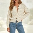 thumbnail image 5 of Xdegoge Crop Cardigan for Women Long Sleeve Button Down Pointelle Hollow Out Lightweight Knit Sweater Casual Cozy Fall Outerwear, 5 of 6