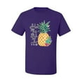 thumbnail image 2 of Wild Bobby, Pineapple Stand Tall Wear Crown And Stay Sweet Inside Arty Inspirational Pop Culture Men's Graphic T-Shirt, Purple, Large, 2 of 3