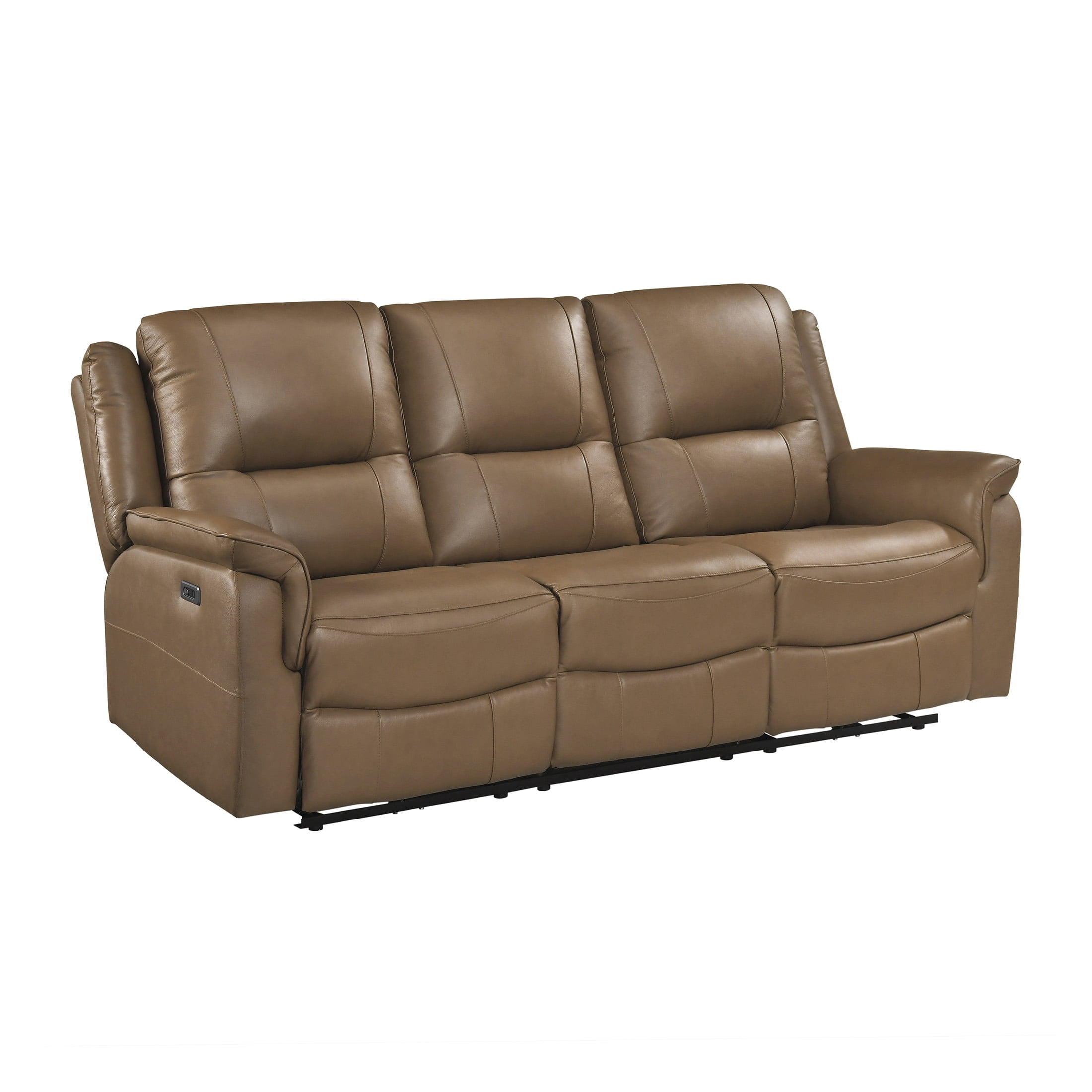 OakvillePark Monterra Leather Match Power Double Reclining Sofa, Brown